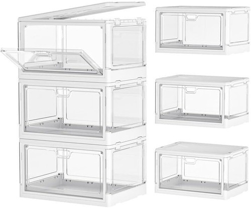 Clear Storage Bin with Lid 3 Pack 【Stackable & Sturdy】Plastic Multifunctional