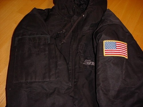 nice,used SNAP-ON MENS hooded BLK BOMBER JACKET quilted interior full zip LARGE - Picture 10 of 11