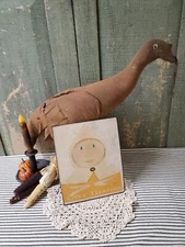 PRIMITIVE VINTAGE COLONIAL FOLK STYLE THANKSGIVING  PORTRAIT PILGRIM LADY SIGN 