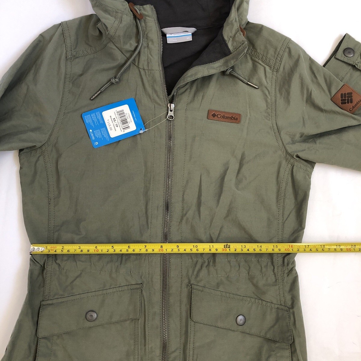 columbia woman military jacket XS olive green Drawstring columbia woman military jacket XS olive green Drawstring