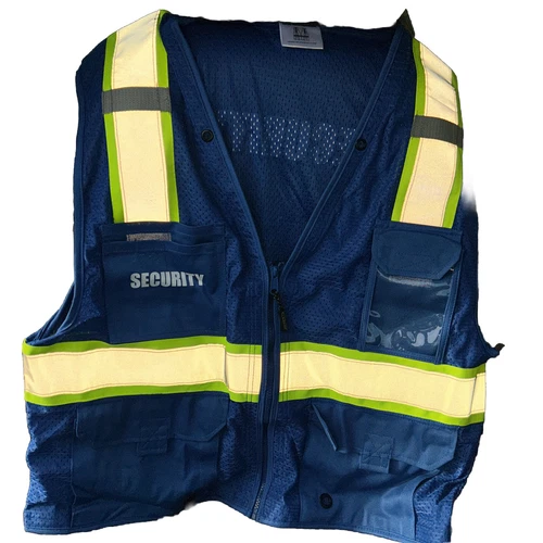 ML Kishigo B102 SECURITY Vest High Vis Blue Unisex Size L-XL. Has Pockets. NEW! - product listing photo