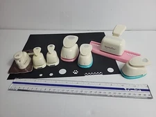 7 Assorted Paper PUNCHES Recollections Dog Paw Music Dot Border Flower Star D44