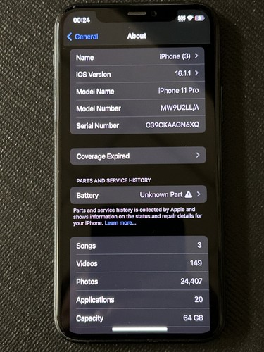 Apple iPhone 11 Pro 64GB Green (Unlocked) - partially bad touch see notes