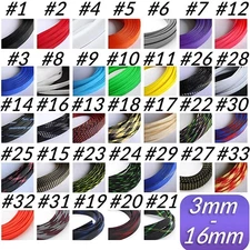 1m Expandable Braided Cable Sleeving 3~16mm Auto Wiring Harness Tidy Sheathing