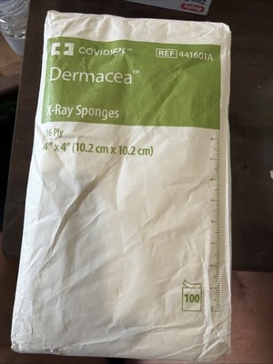 Covidien 441601A. Dermacea X-ray Sponges 16 Ply 4in X 4 inches. 100 Pieces Wound