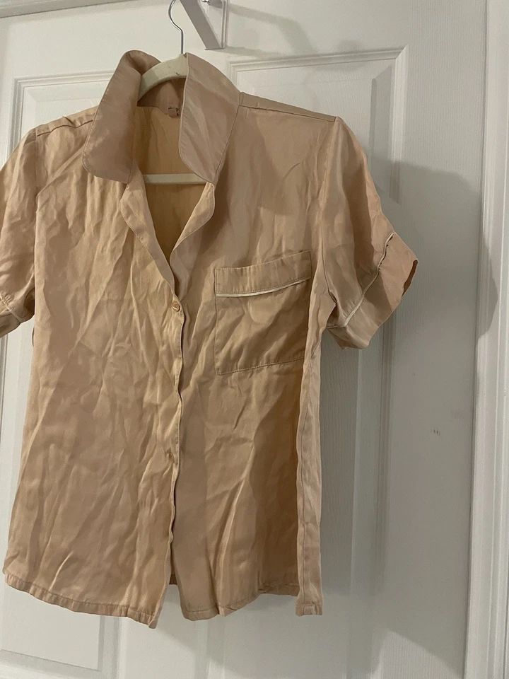 Juego de pijama corto con textura Eberjey Inez 100 % seda lavable en rubor talla S Foto 2 de 4