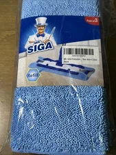 MR. SIGA Professional Microfiber Mop Refills 3 Pack of Blue Pad Refills SEALED!
