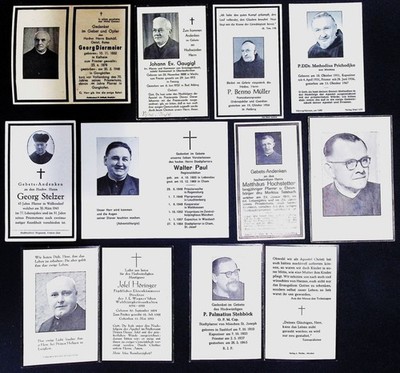 10 German Death-Cards All of Priests 1941-1969 Memorial Cards