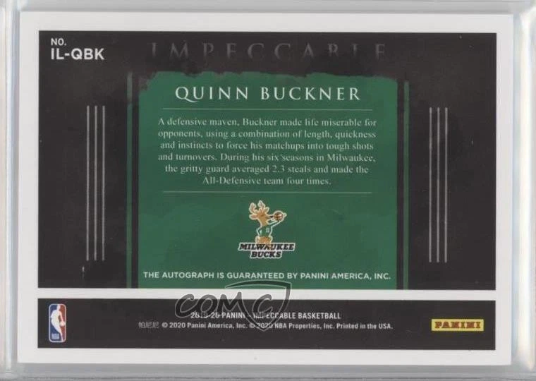 2019 Panini Impeccable Illustrious Ink Holo Gold /10 Quinn Buckner #IL-QBK Auto - Image 2 of 2