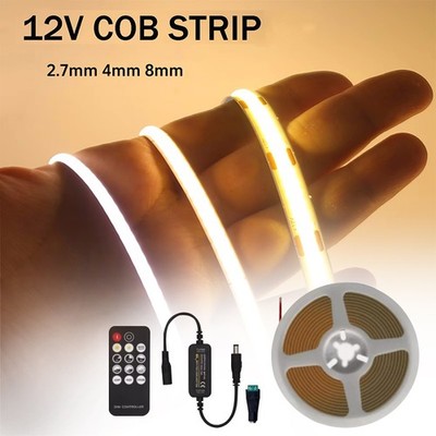 12V 2/3/4/8mm COB LED Streifen Flexible 480LEDs/m Band Lichter Stripe Dimmbar
