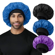 3Pcs Satin Bonnets for Men, Hair Bonnet Sleeping Women Soft Color 02 