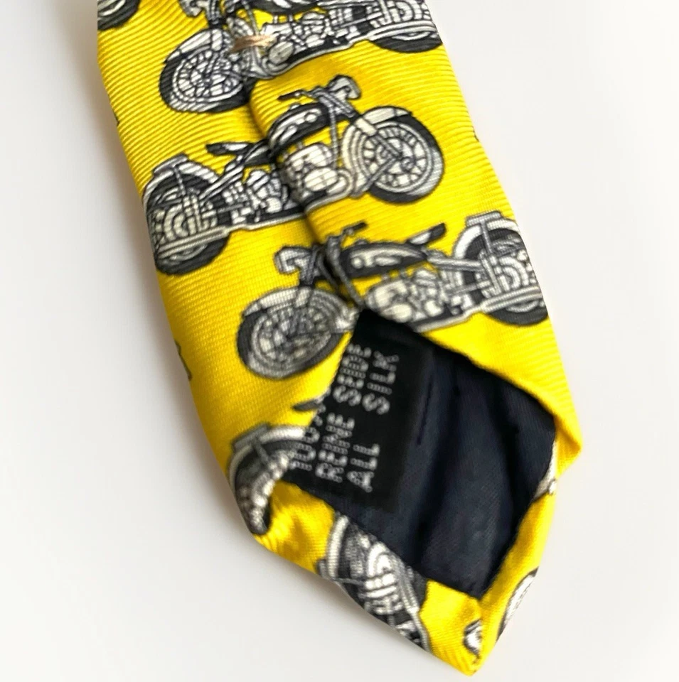 Corbata BMW Mobile Tradition 100% Seda Amarilla Novedad Motocicletas Hecha en Italia Foto 2 de 4