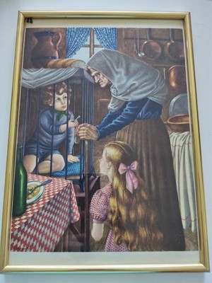  ️ Gerahmte Illustration ''Hänsel und Gretel'' - A. Davanzo - Grimms Märchen