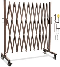 WICHEMI Metal Expandable Gate, 11FT Folding Security Matte Brown 