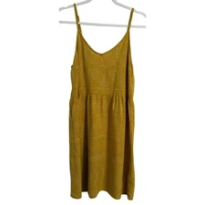 RVCA Yellow Stripe Babydoll Mini Dress Women's M Boho Festival Y2K Grunge