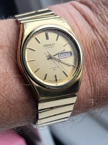 Vintage Seiko Automatic 6309 Day Date Gold Tone Mens Watch Original Bracelet