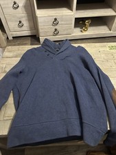 Polo Ralph Lauren Luxury Jersey Shawl-Collar Pullover Blue Men's Medium