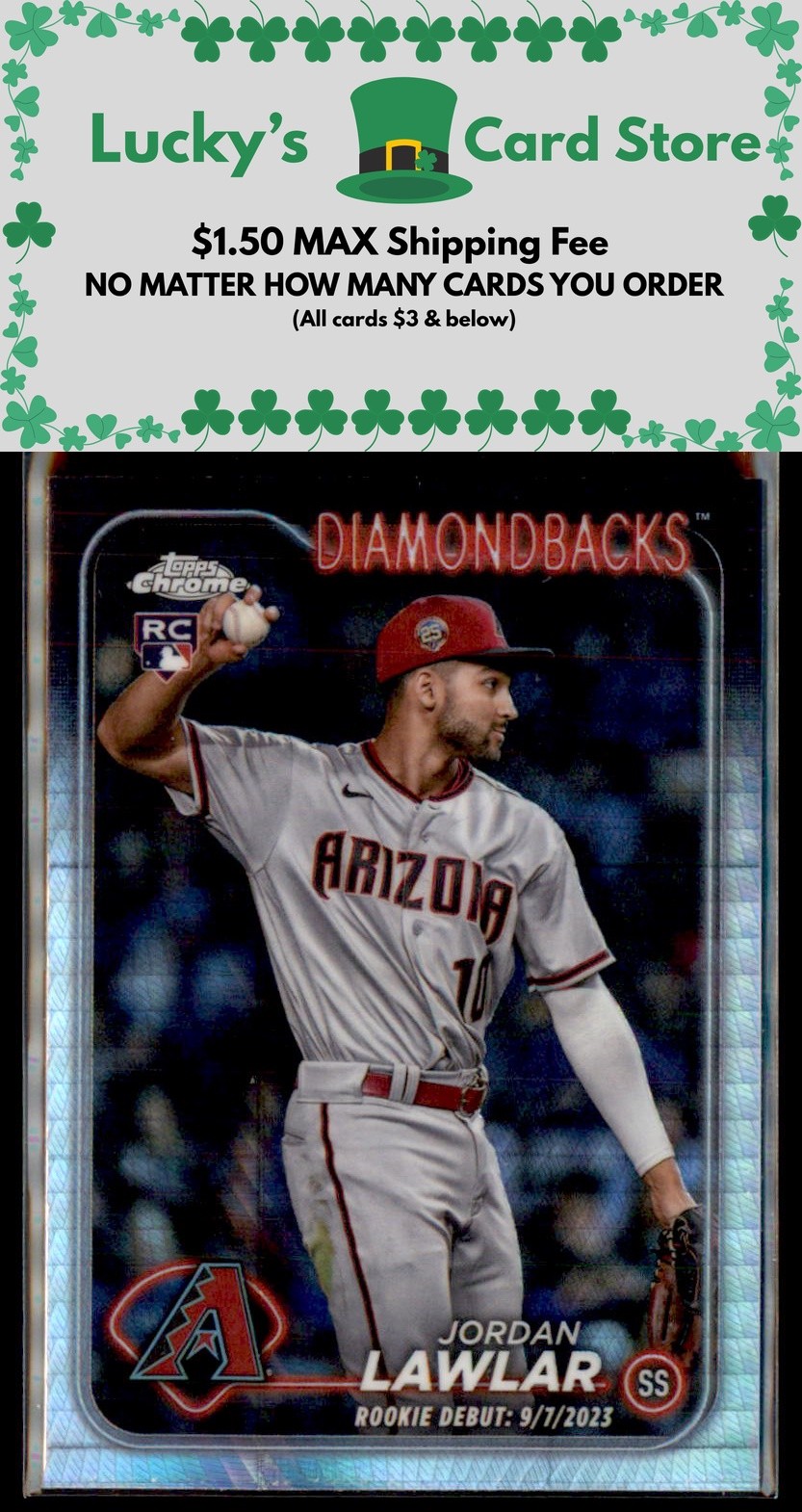 2024 Topps Chrome Update #USC51 Jordan Lawlar Prism Refractor Rookie