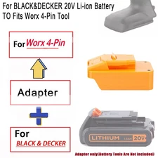 Adapter For Black & Decker 20V Li-ion Battery To Fits Worx 20V 4-PIN Power Tools