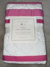 NWT POTTERY BARN BABY Organic Harper Quilted Sham Cotton 12 x 16 White Pink