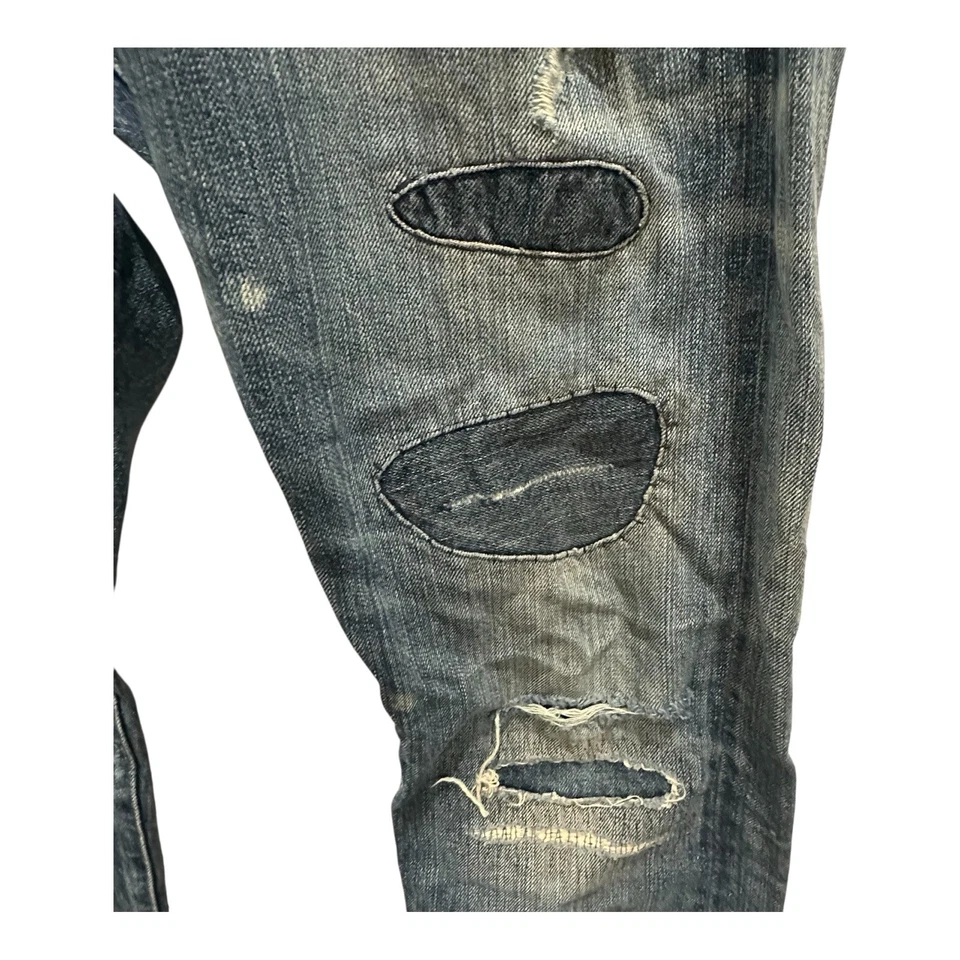 Ralph Lauren Denim Supply Men’s 34x32 Slim Distressed Patchwork Repaired Jeans - Image 3 of 4