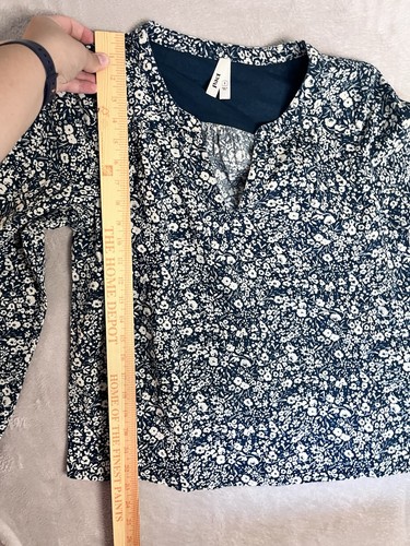 Pact Damen Pop Over Bio Baumwolle Top Blau Weiß Größe Small Blumen Romantisch - Bild 5 von 10