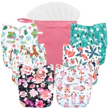 Adjustable Cloth Diapers 6 Pack with Inserts