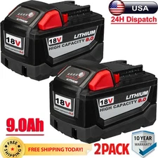 2X 9.0 AH Battery For Milwaukee M18 48-11-1860 48-11-1890 18V High Output NEW US