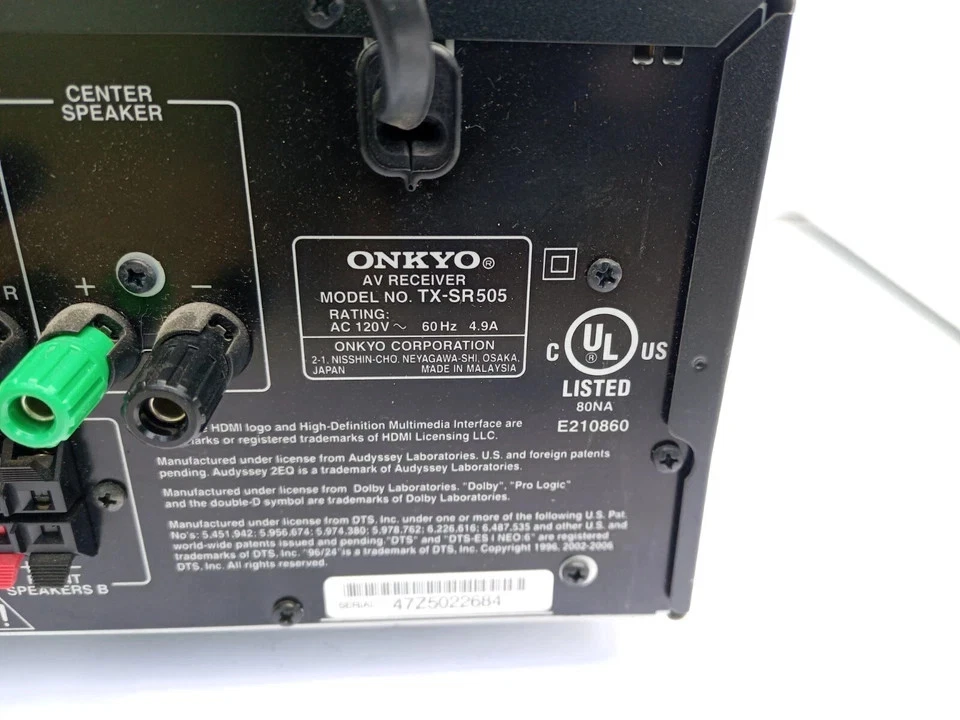 WORKS ONKYO TX-SR505 7.1 CHANNEL HOME THEATER RECEIVER SURROUND SOUND DOLBY ^ - Image 4 of 4