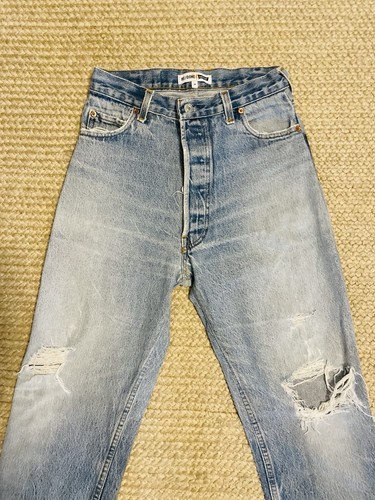 Re/Done Levi Womens Ultra High Rise Jeans 26/29" Light Wash Whiskered - Picture 2 of 9