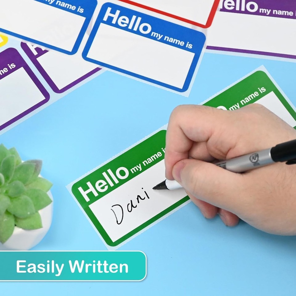 L LIKED Hello My Name is Stickers, 3.5" x 2.25" Name Tag Stickers, 200 ...