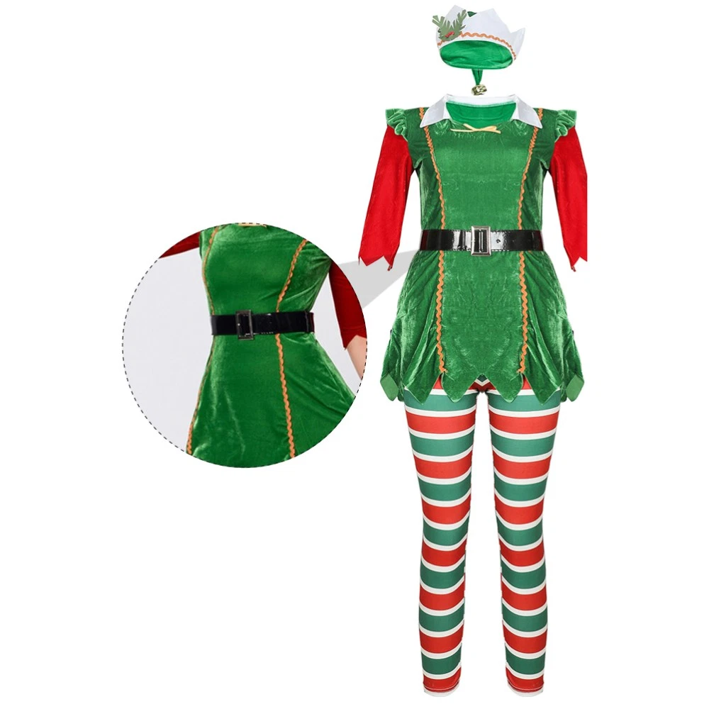 VETEMENTS 1 Set Costume Natalizio Donna Vestiti Abito Performance Ragazza Costume Elfo