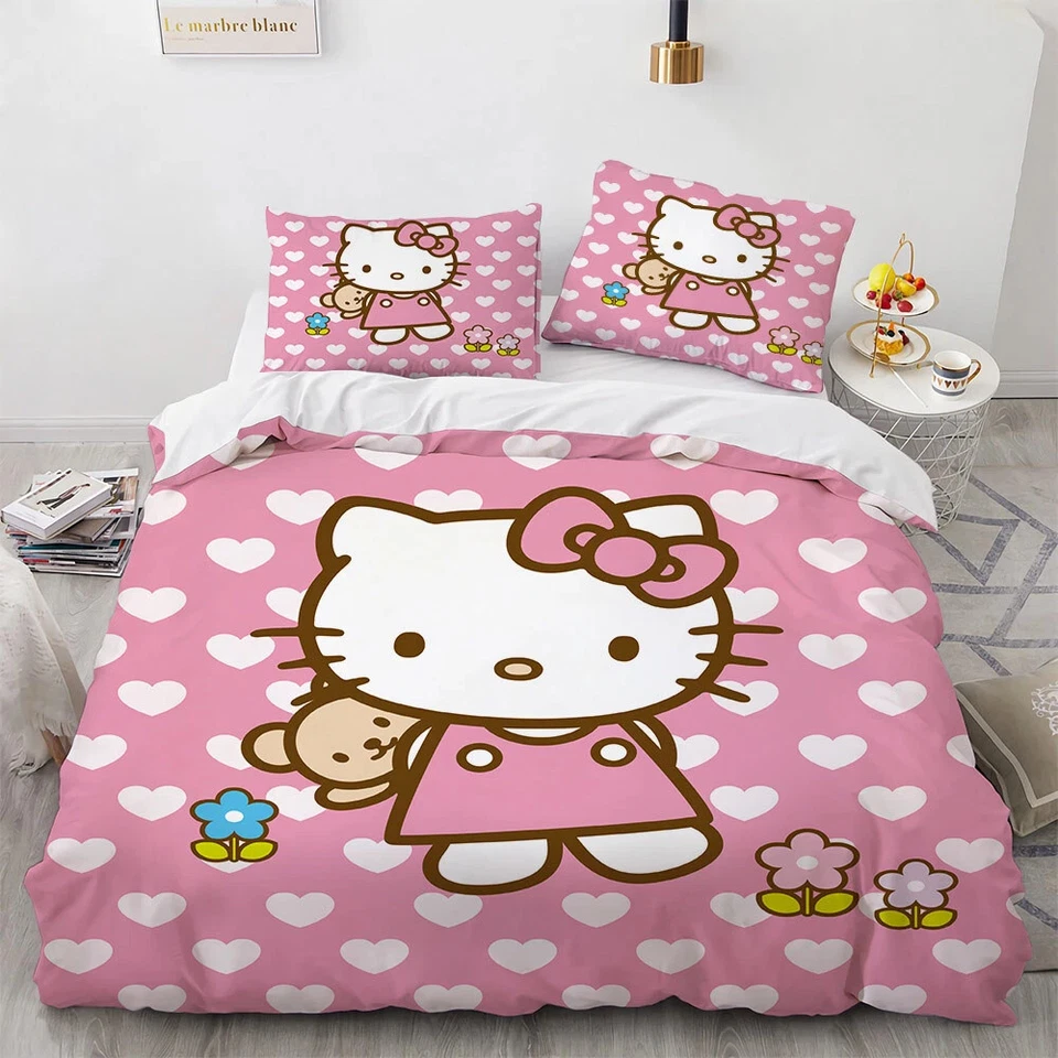Bed Sets 3D Hello Kitty Bedding Cover Suit King Size Polyester Quilt Cover Set - image 2 of 4