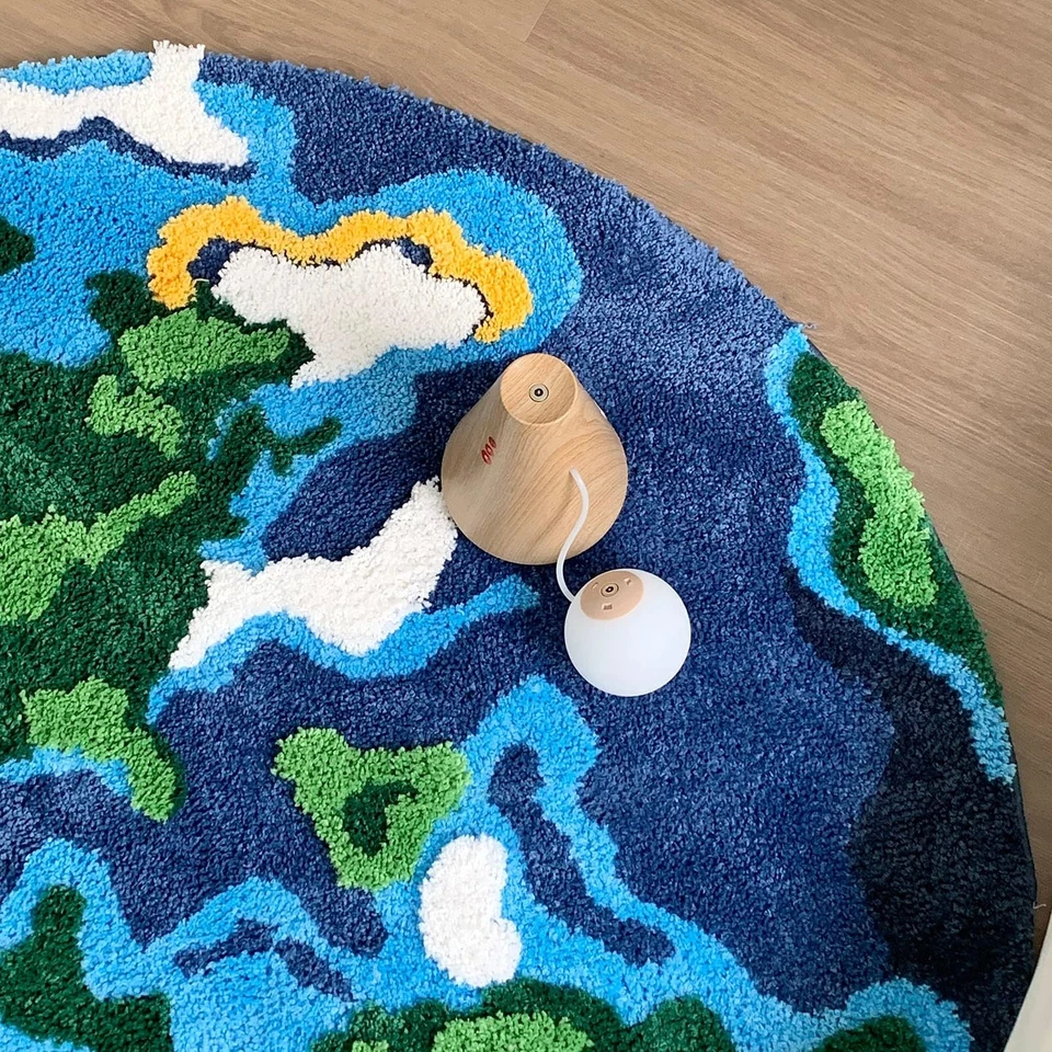 Earth World Map Rug - Moss Science Circle Rug for Classroom Kids, Cute Bath M... - Image 3 of 4