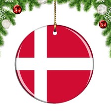 Denmark Flag Round Christmas ornament city travel souvenir