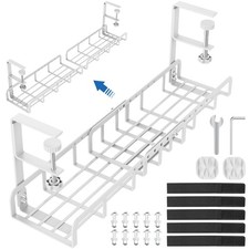 Expandable Retractable Under Desk Cable Management Tray, No-Drilling 24 inch