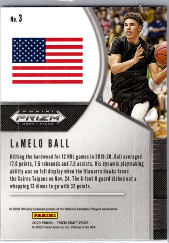 2020 Panini Prizm Draft Picks Collegiate #3 LaMelo Ball - Picture 2 of 2