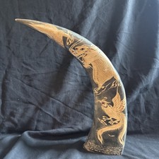 VTG Thailand Carved Water Buffalo Horn Dragon...