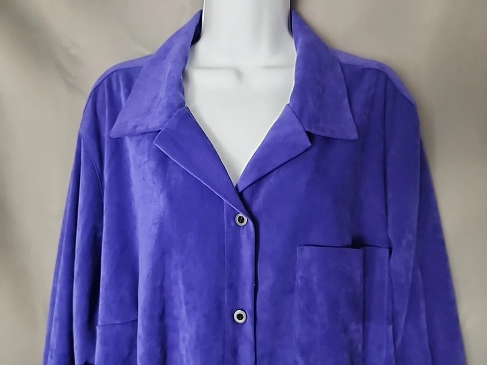 PLUS 2 CRAZY HORSE Liz Claiborne Camisa Púrpura/Chaqueta Gamuza Sensación Nueva Sin Etiquetas Prioridad Foto 2 de 4