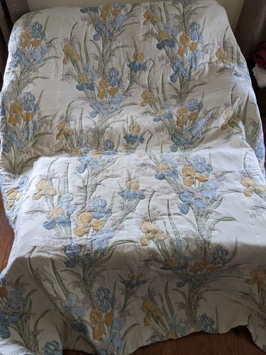 Edredón Ethan Allen Queen Colcha, 3 Fundas Iris Floral "Mañana Brumosa" Azul De Colección - Imagen 11 de 18