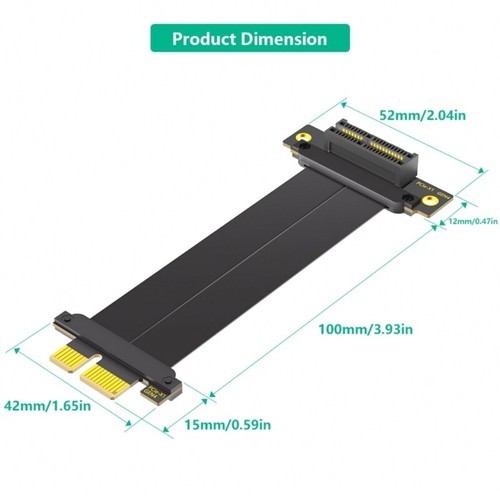 PCIE4.0 1X Risers Cable Extension 90 Degree to 180 Degree Motherboard Extender - Photo 8/8