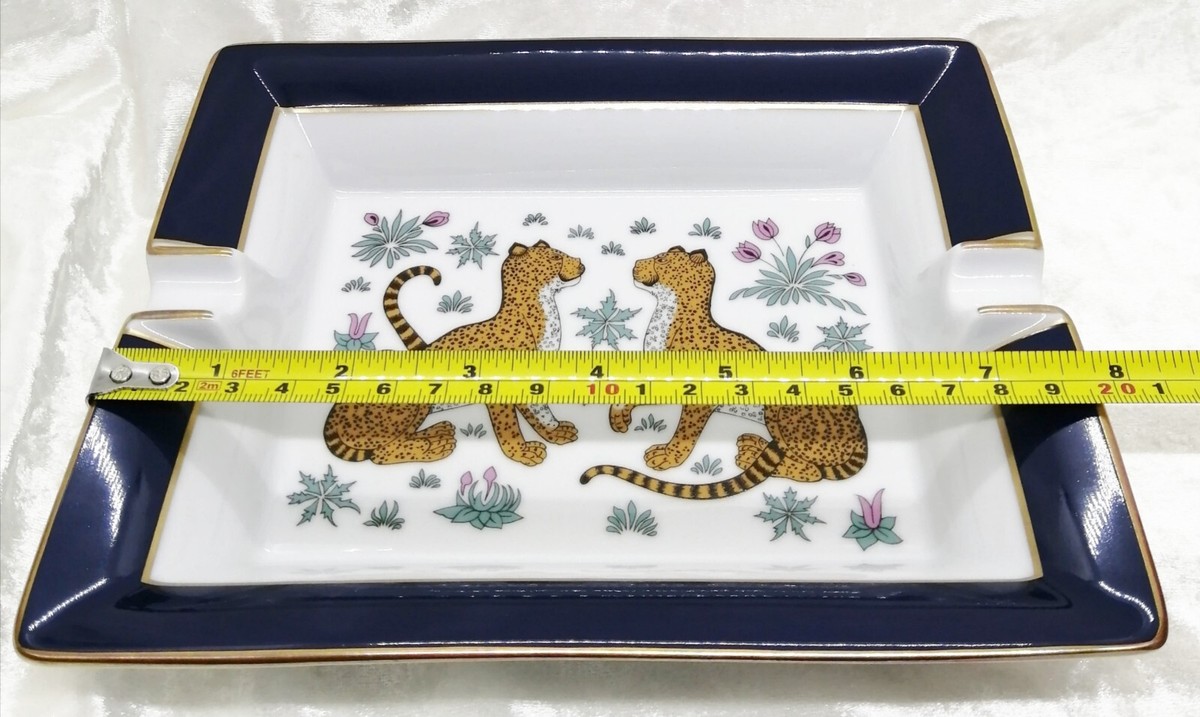 Hermès ウエストハイランドホワイトテリア　灰皿 HERMES Authentic Leopard pattern Ashtray White X Blue Tray Rare