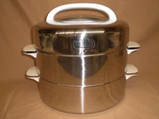 EURO CUISINE ELECTRIC FOOD STEAMER STAINLESS REPLACEMENT 2 TRAYS & LID- FS2500