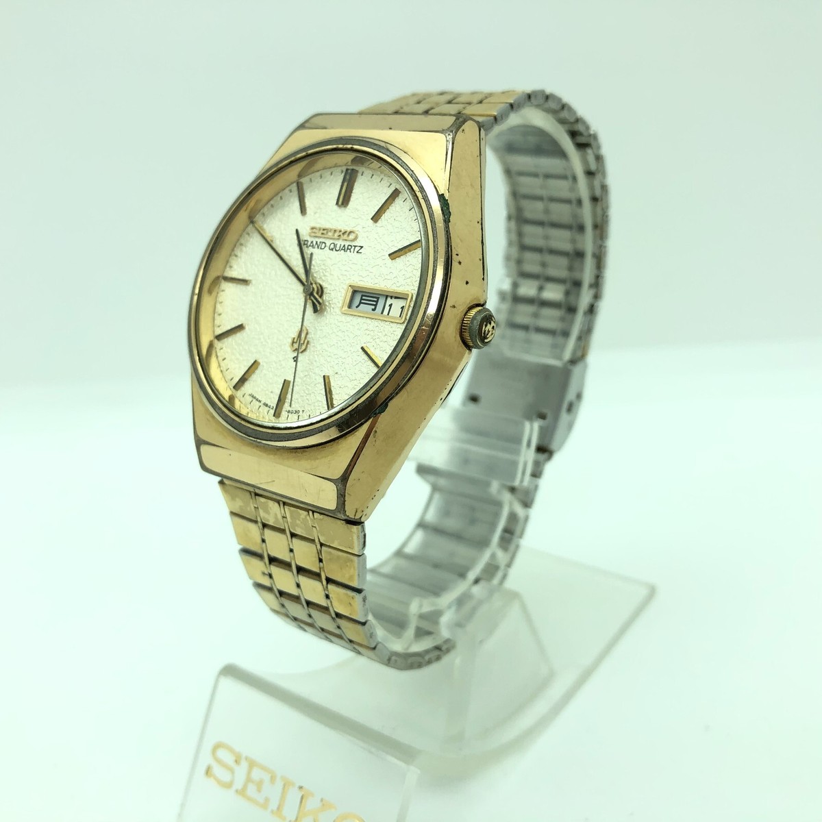 w1963] SEIKO GRAND QUARTZ 4843-8100 SGP Gold New battery VG