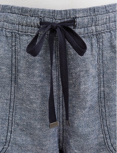 3XL(22) Blue Chambray Linen Blend Shorts Elastic & Drawstring Waist Relaxed Fit - Picture 3 of 6