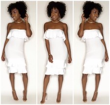 White Ruffle Tube Top Dress
