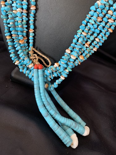 Native Santo Domingo stachelig blau türkis Muschel Jacla 6S 36 Zoll Halskette 13191 - Bild 6 von 12