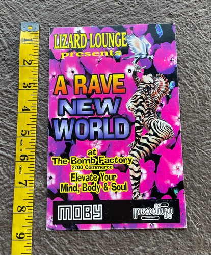Rave New World Moby Prodigy Flieger Dallas TX Eidechse Lounge Bombe Fabrik 90er
