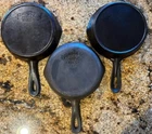 3-Vintage Cast Iron #3 Skillets Favorite Piqua Wagner Unmarked
