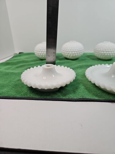 Vintage White Hobnail Milk Glass Lamp Parts 3 Body Globes and 2 Bases - Picture 9 of 16
